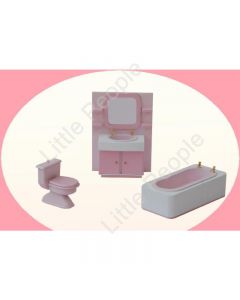 Dollhouse Bathroom Suite Pink 1:12th Scale