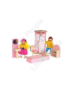 Painted Children Bathroom Wooden Kids Play Doll House Toy Setting