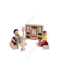Painted Children Lounge Room Wooden Kids Play Doll House Toy Setting